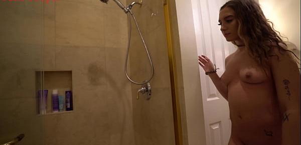 Spying on Sexy Teen Step-Sister Bailey Base While She Showers